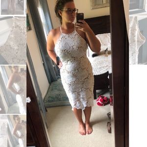 Lulu’s white lace midi dress